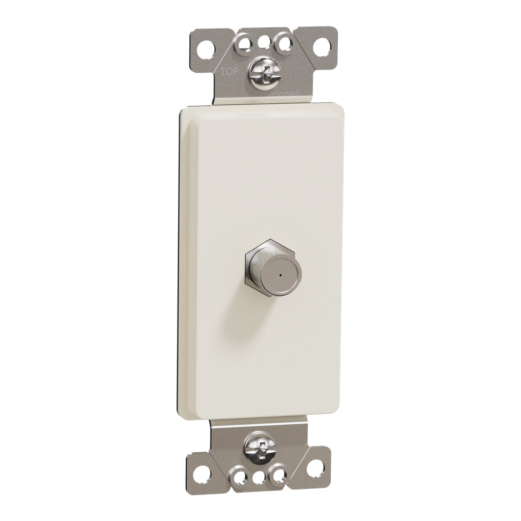 SQR87C01LA – TV socket, X Series, CATV, F connector, 1 gang, light almond, matte finish