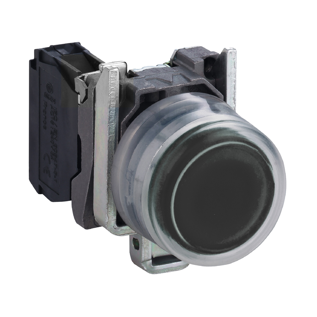 XB4BP21 – Push button, Harmony XB4, metal, projecting, black, 22mm, spring return, booted, unmarked, 1NO