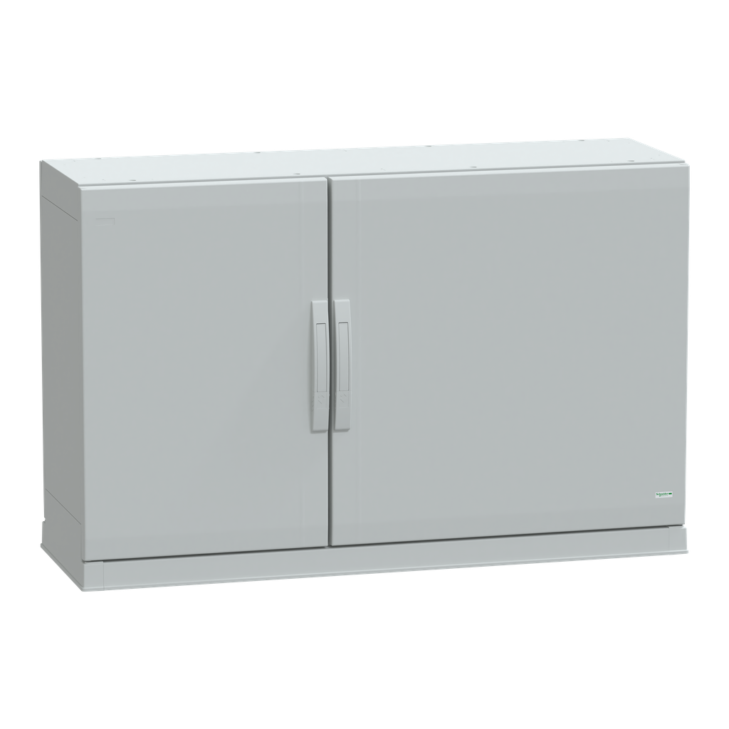NSYPLAZ7124G – Floor standing polyester enclosure, Thalassa PLA, plain door, open bottom, 750x1250x420mm, IP54, IK10