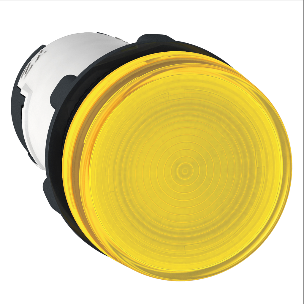 XB7EV65P – Monolithic pilot light, Harmony XB7, plastic, yellow, 22mm, plain lens for BA9s bulb, lt 250V