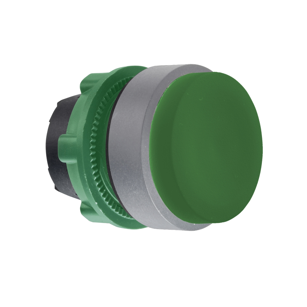 Mayer-DDS-Harmony XB5, Push button head, plastic, projecting, green, 22mm, push-push, unmarked, grey bezel-1