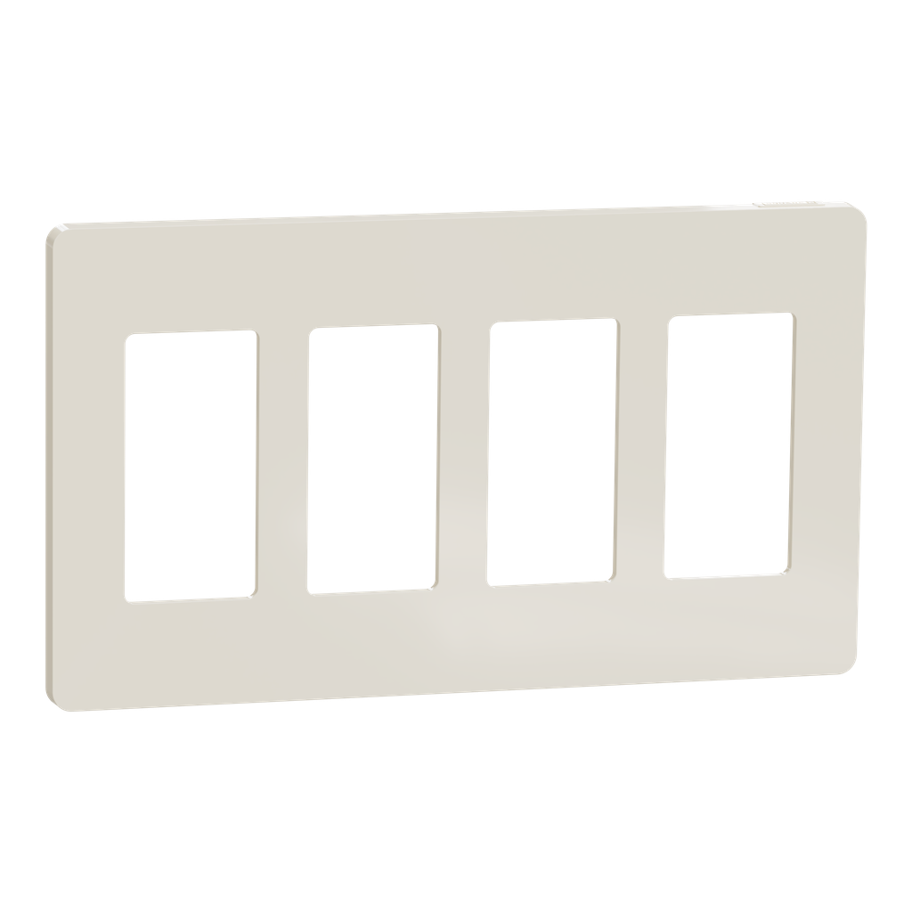SQWP141004LA – Cover frame, X Series, 4 gangs, screwless, light almond, matte finish