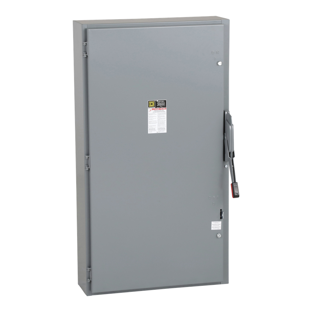 H326N – Safety switch, heavy duty, fusible, 600A, 4 wire, 3 pole, 1 neutral, 200hp, 240VAC/250VDC, NEMA 1