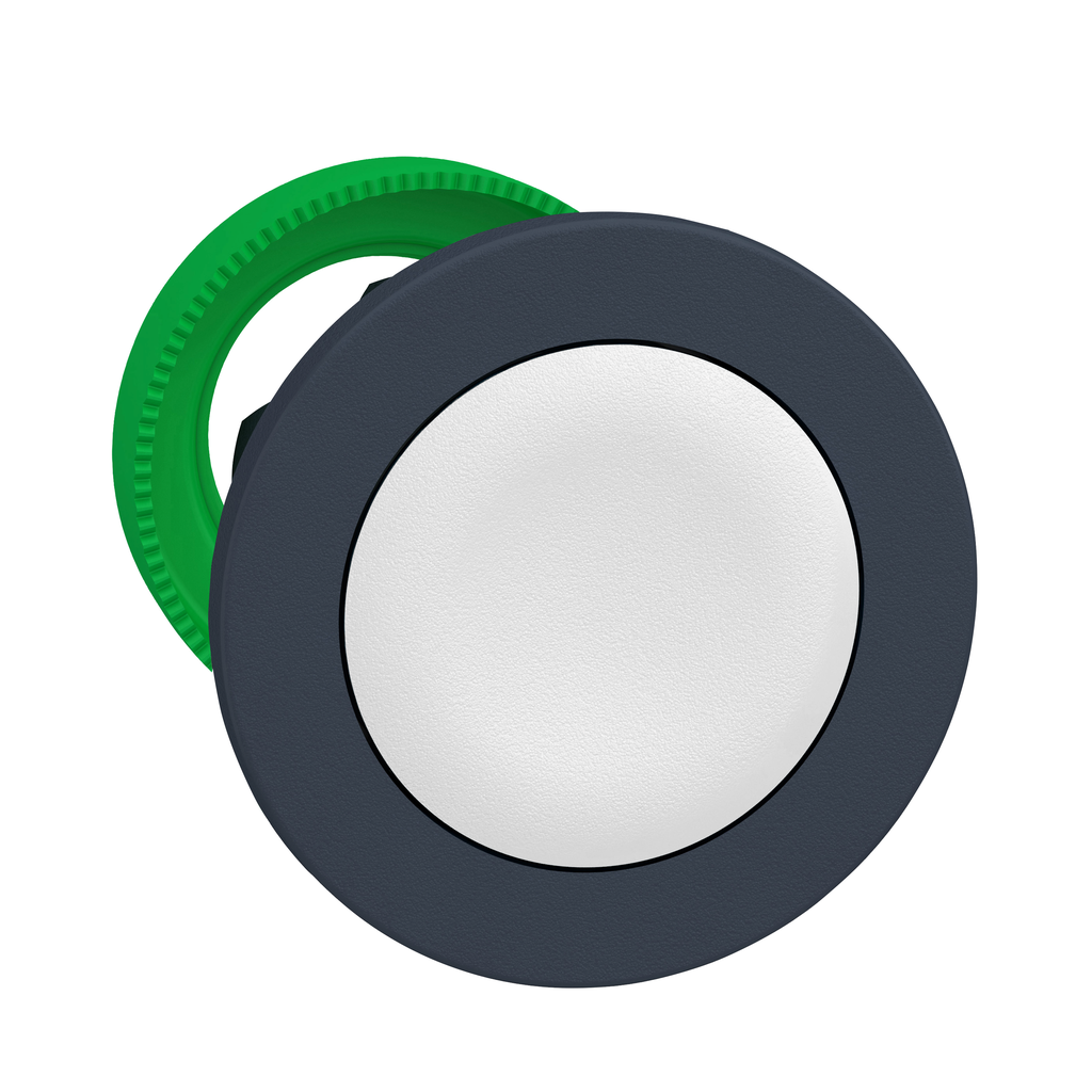 ZB5FA1 – Antimicrobial Flush mounted push button head, Harmony XB5, plastic, white, 30mm, spring return, unmarked