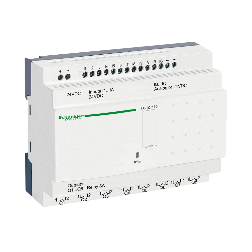 SR2D201BD – compact smart relay, Zelio Logic SR2 SR3, 20 IO, 24V DC, no clock, no display