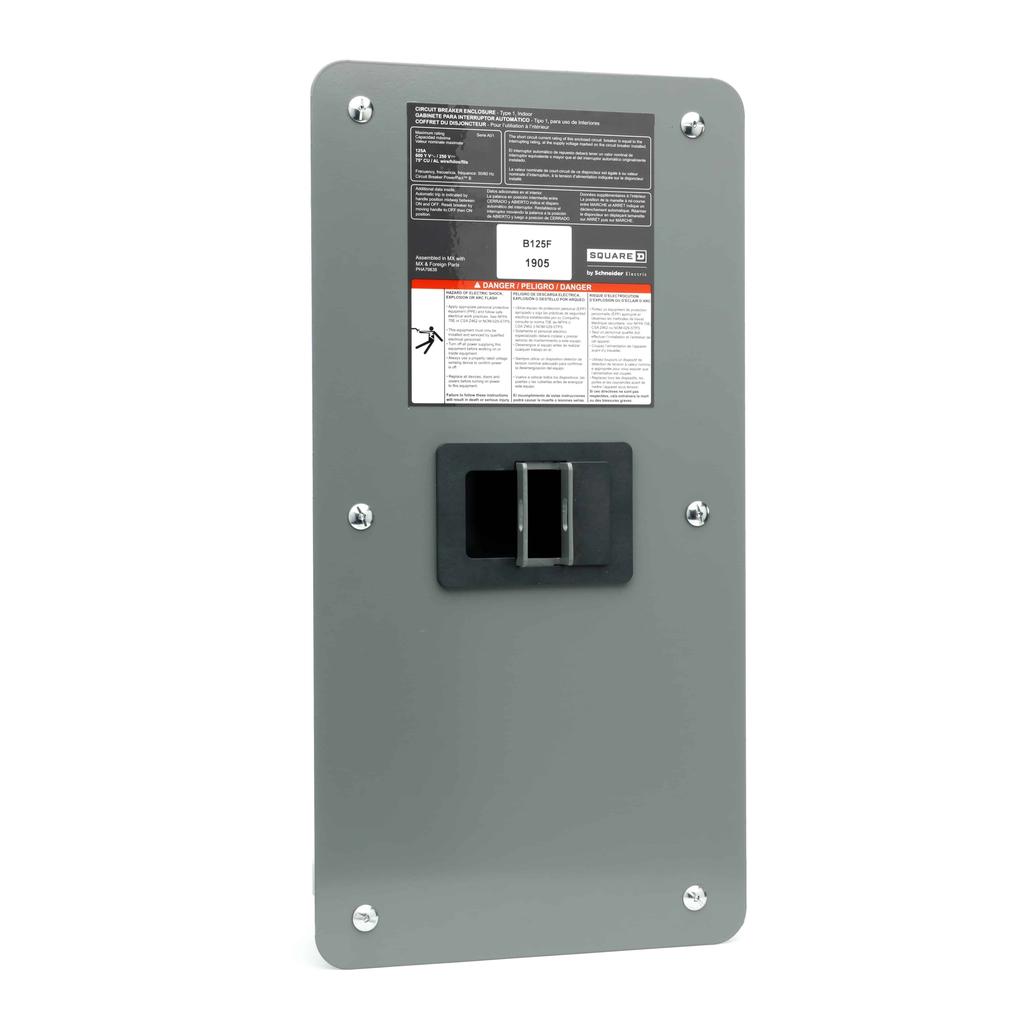 B125F – Circuit breaker enclosure, PowerPacT B, 15A to 100A, NEMA 1, flush mount