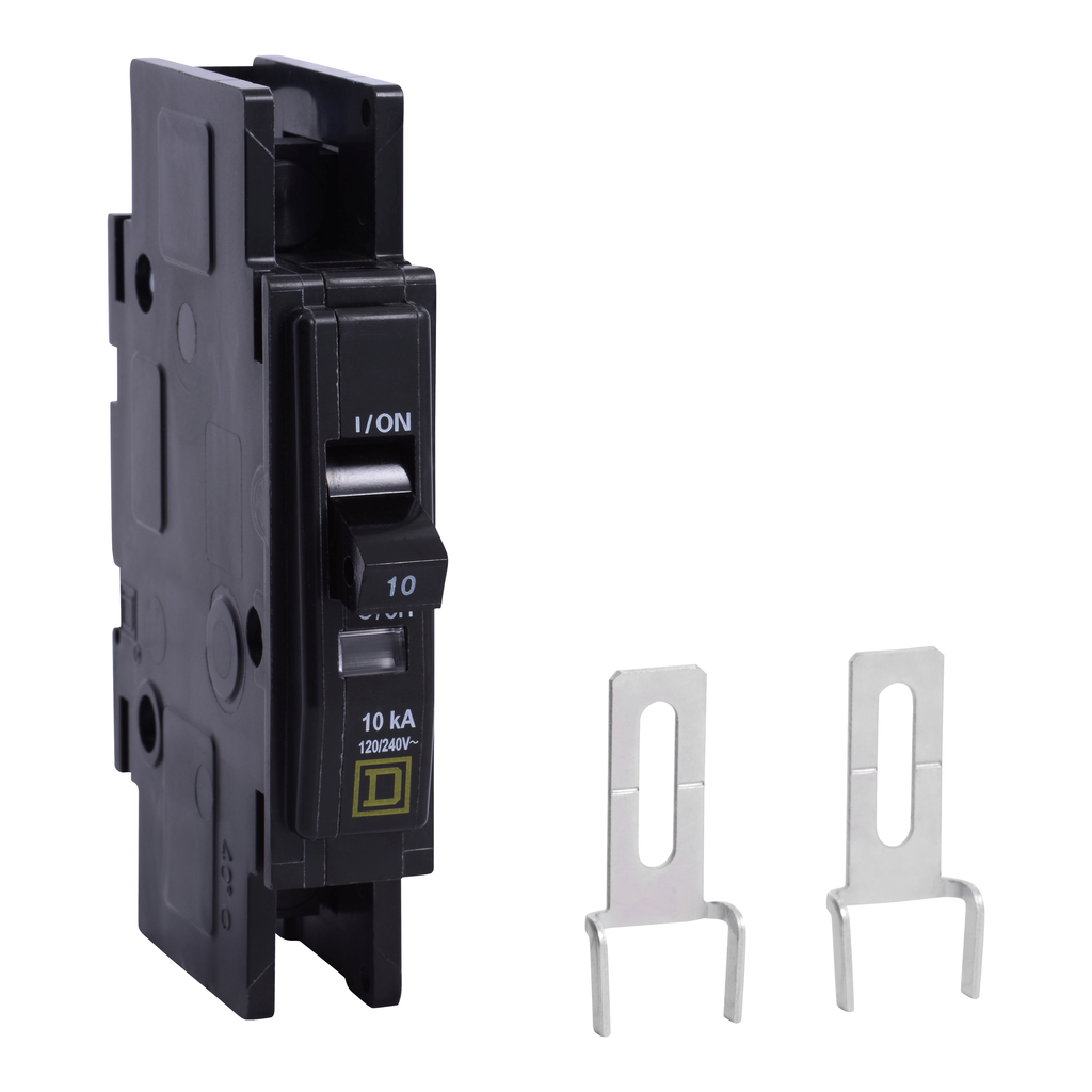 QOUR1155283 – Mini circuit breaker, QOU, 15A, 1 pole, 120/240 VAC, 10kA, field reversible lugs, ring terminal