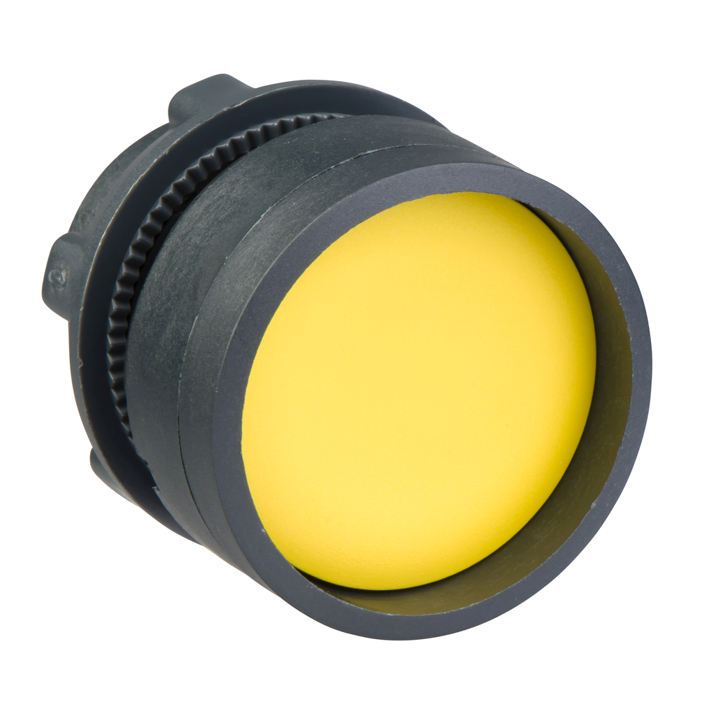ZB5AA56 – Head for non illuminated push button, Harmony XB5, yellow recessed, 22mm, spring return, unmarked