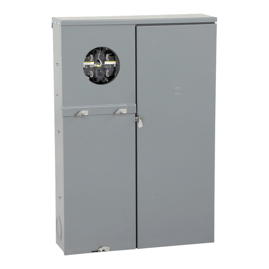 QU816D400CLX – Meter mains, QO, CSED, ringless socket, 400A, surface mount, maximum 8 spaces, 16 circuits, Class 320 with lever bypass
