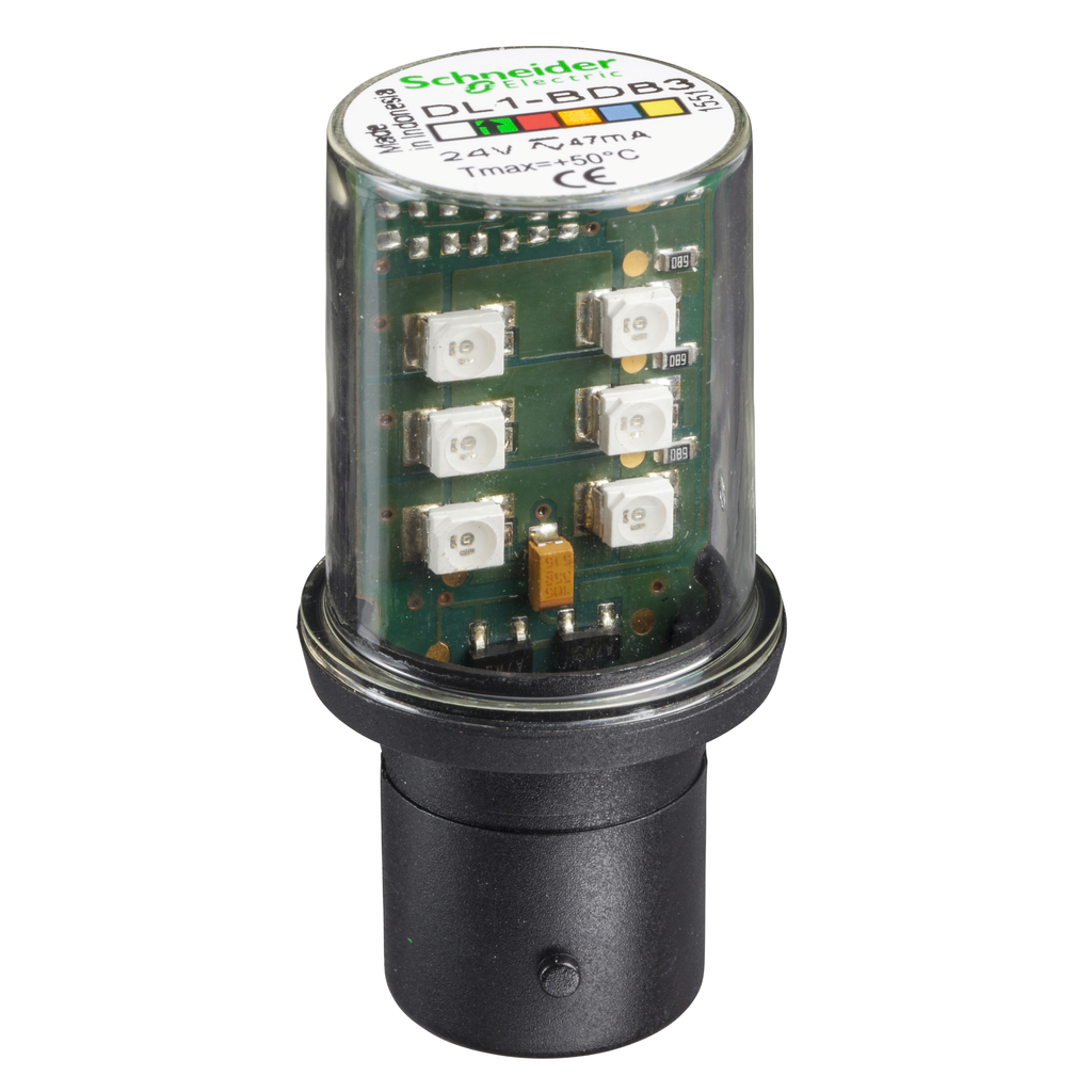 DL1BDB3 – LED bulb, Harmony XVB, BA 15d, green, steady light, 24V AC/DC