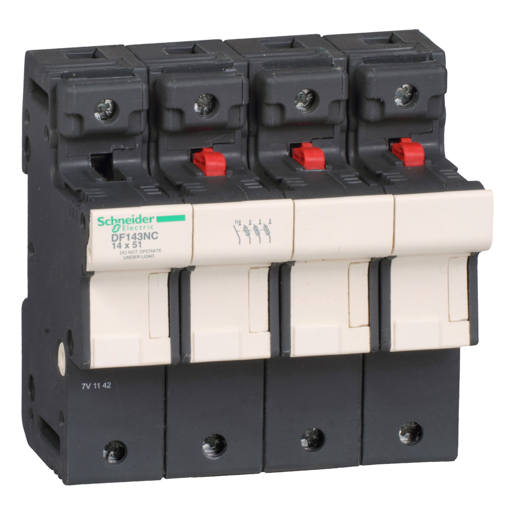 DF143NC – Fuse carrier, TeSys DF, 3P N, 50A, 690VAC, fuse size 14x51mm, with tubular link