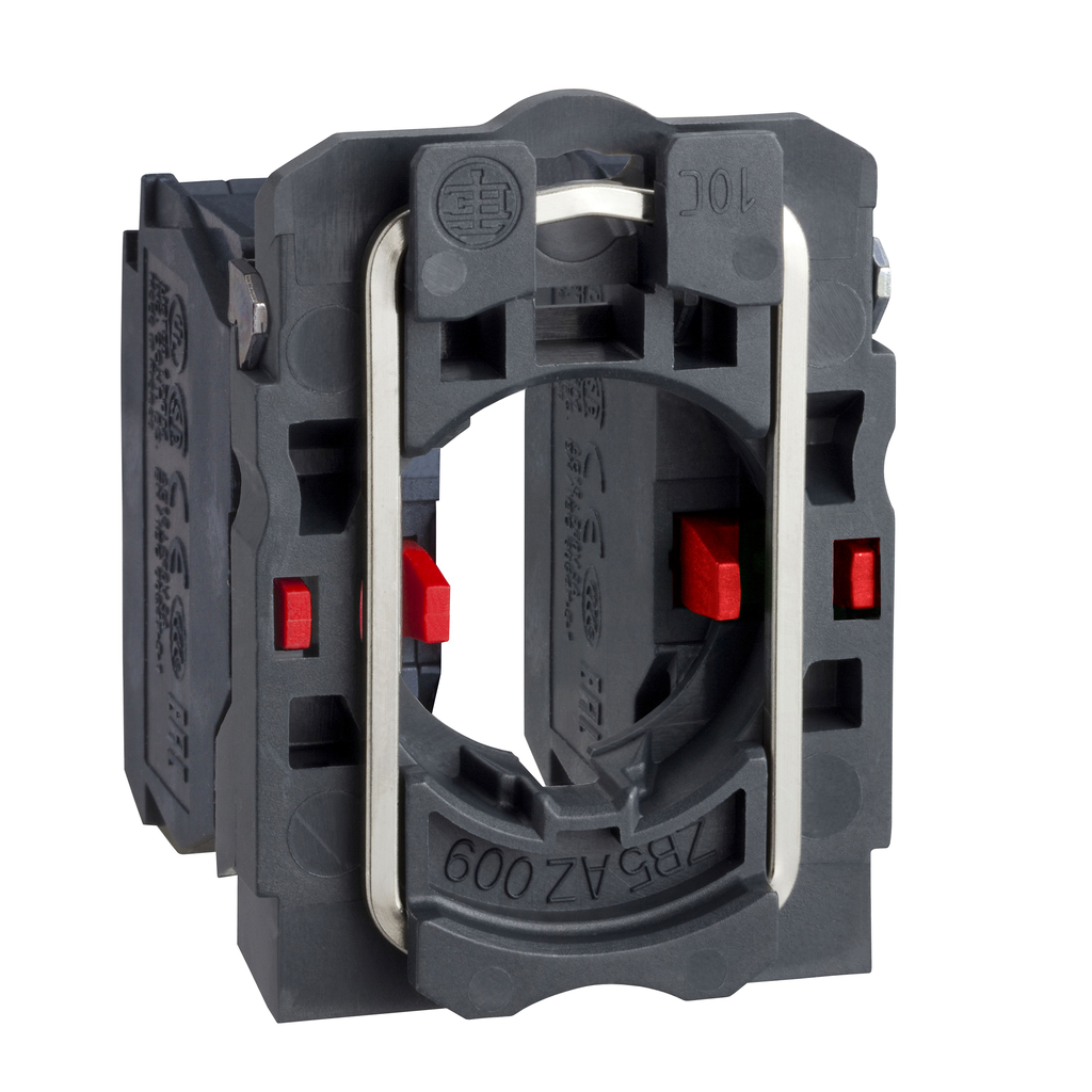 ZB5AZ104 – Single contact block with body fixing collar, Harmony XB5, plastic, screw clamp terminal, 2NC