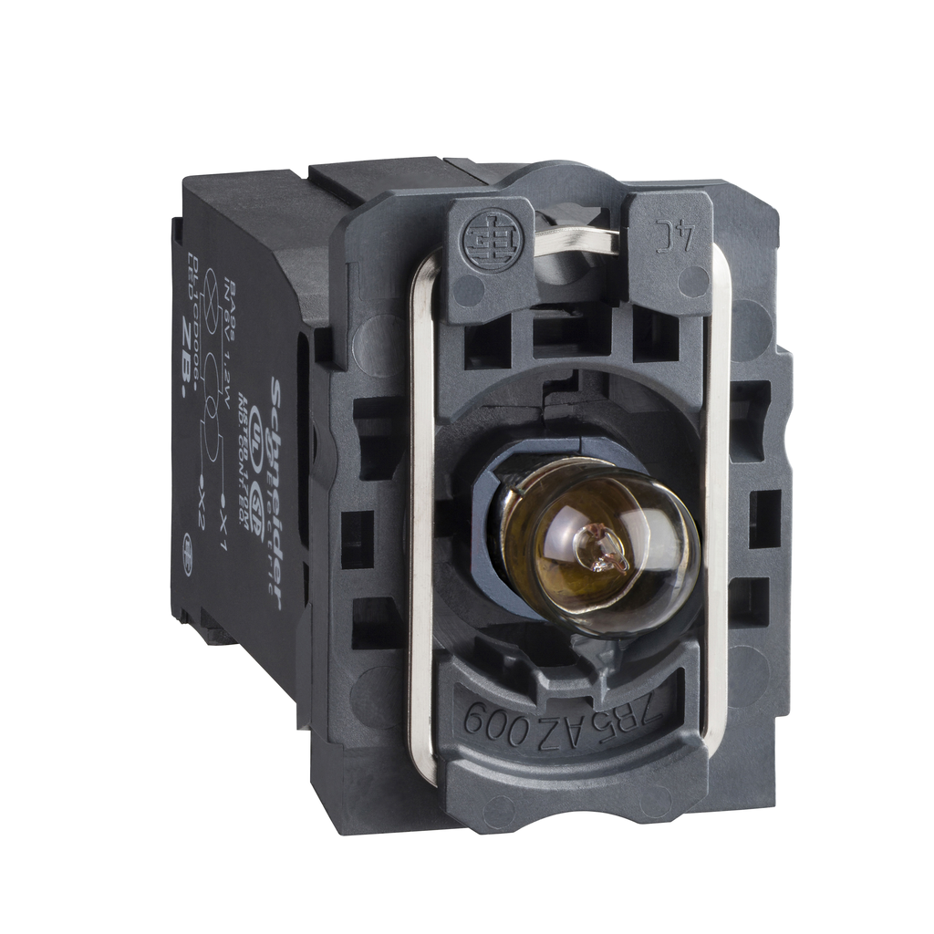 ZB5AV5 – Complete body/light block assembly, Harmony XB5, XB4, light, with body/fixing collar, BA9s, incandescent bulb, 400V AC