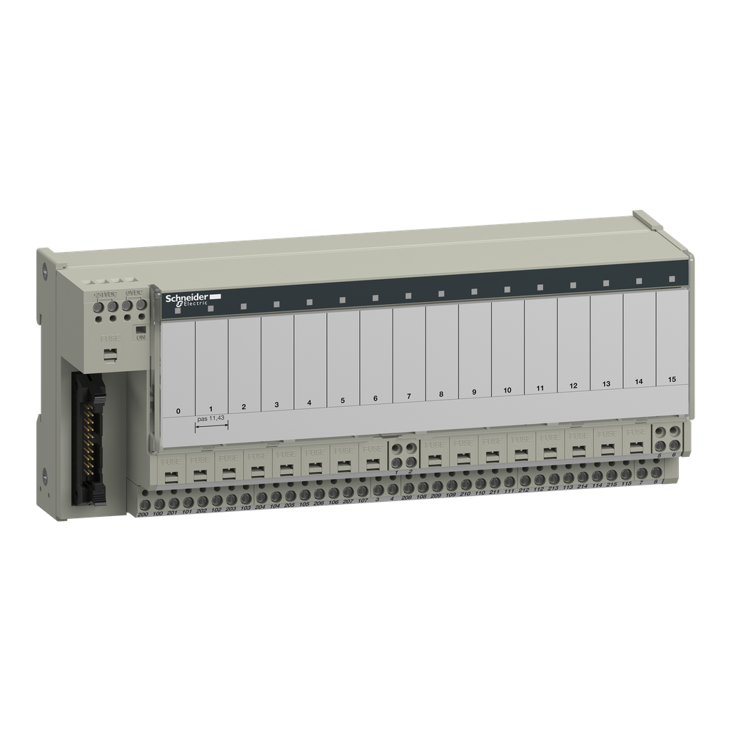 ABE7P16T214 – sub-base for plug-in relay ABE7 – 16 channels – fuses – relay 10 mm