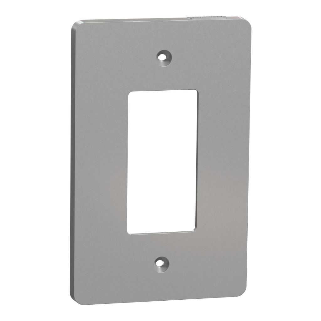 SQWS141001GY – Cover frame, X Series, 1 gang, screw fixed, mid sized plus, gray, matte finish