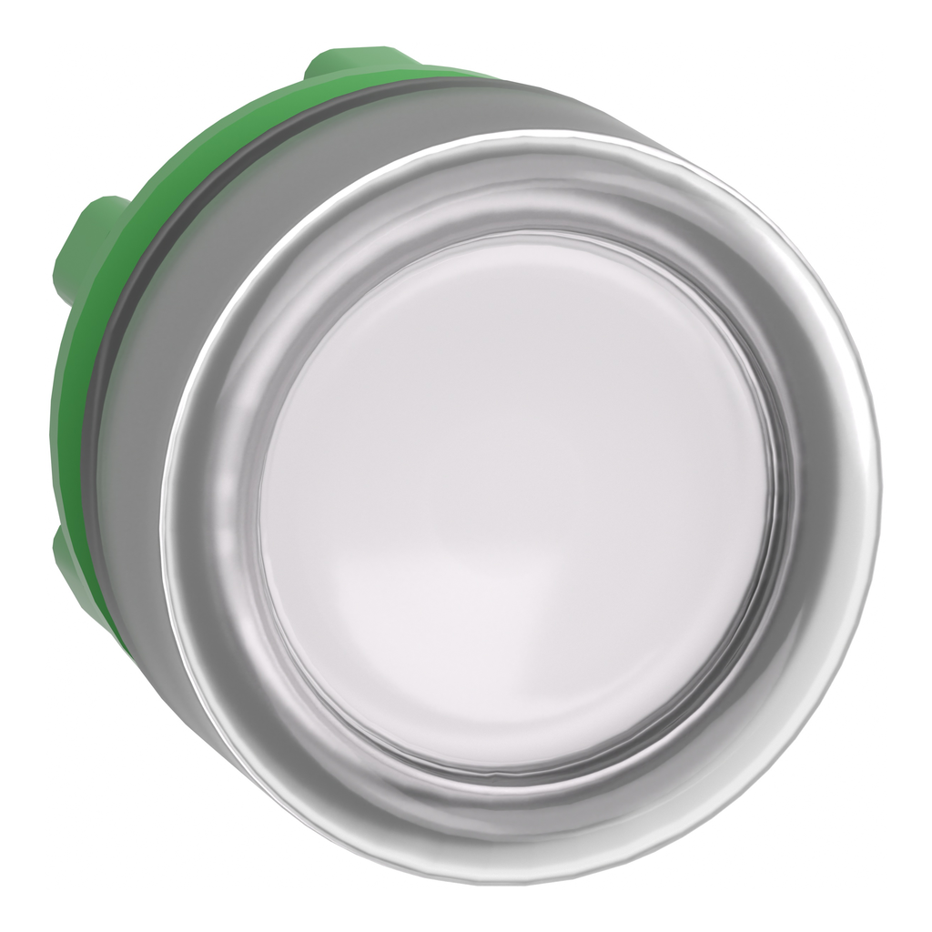 ZB5AW513C0 – Head for illuminated push button, Harmony XB5, grey bezel, white flush, 22mm, universal LED, spring return, clear boot