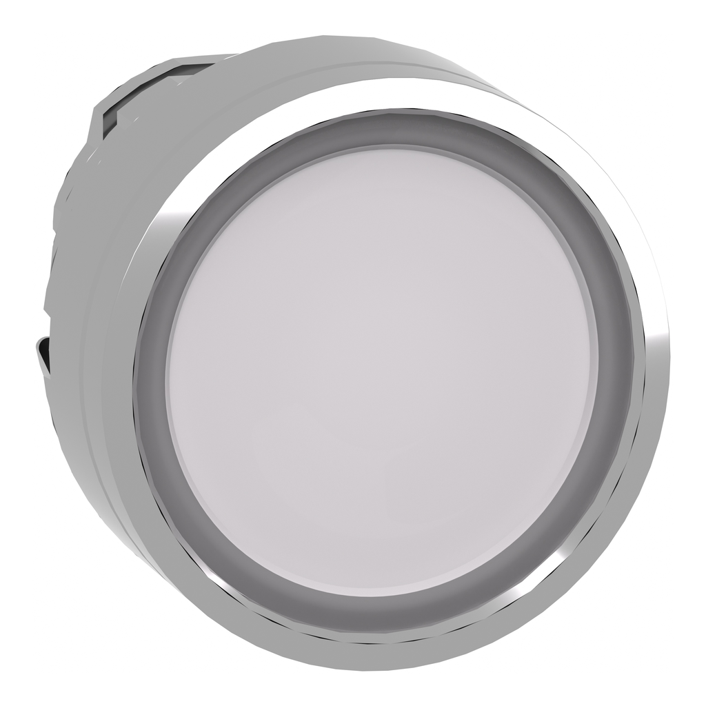 ZB4BA18 – Head for illuminated push button, Harmony XB4, metal, white flush, 22mm, universal LED, for insertion legend