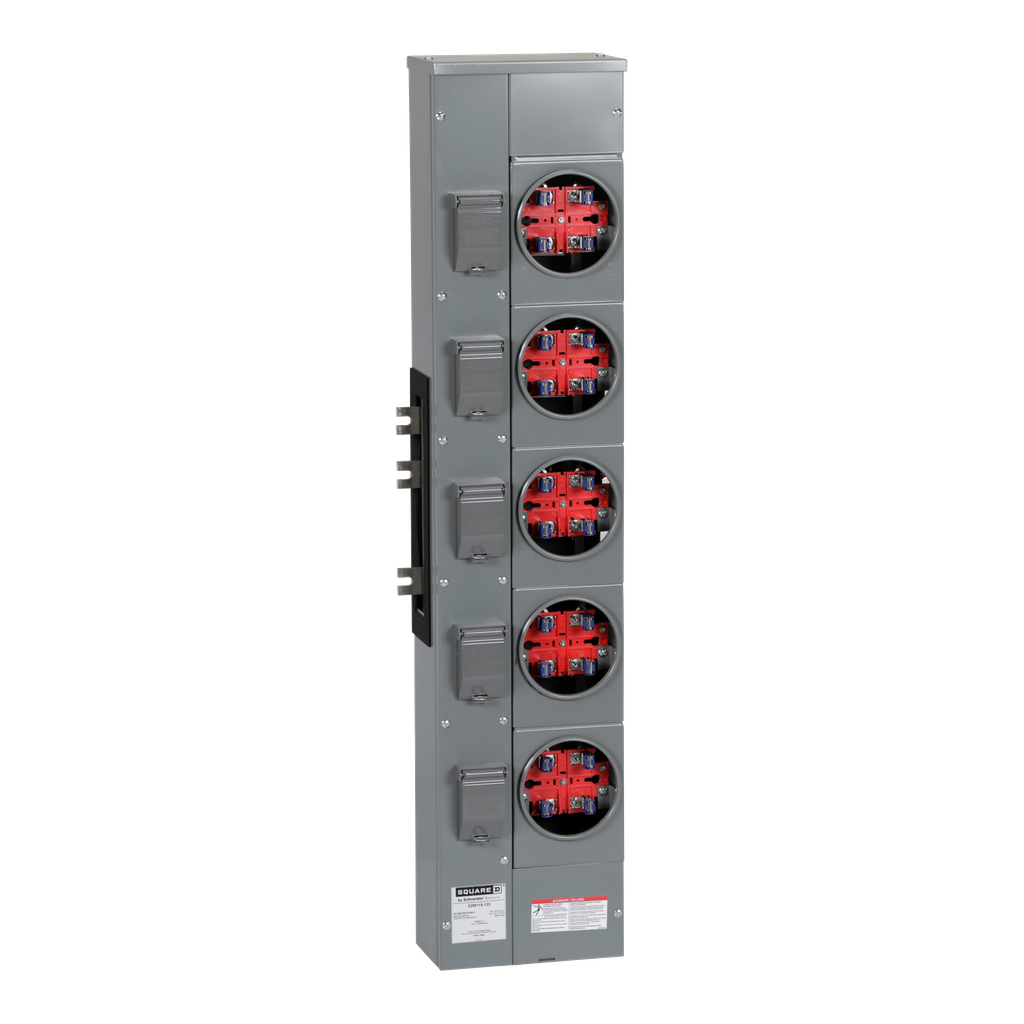 EZM115125 – Branch unit, EZ Meter-Pak, 125A, 5 x 4 jaw sockets, 120/240VAC, no bypass, ringed, 800A Al busbar