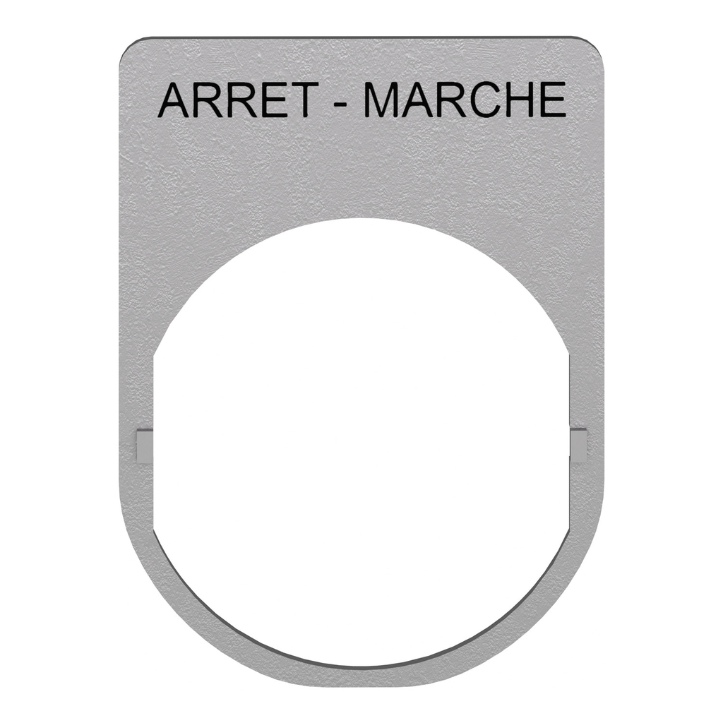 Mayer-DDS-Legend plate, Harmony XB5, 30 x 40mm, metal, black marked ARRET-MARCHE-2