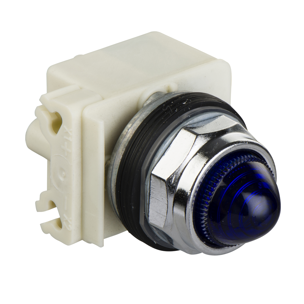 9001KP7L9 – Pilot light, Harmony 9001K, metal, polycarbonate, domed, blue, 30mm, 220-240V