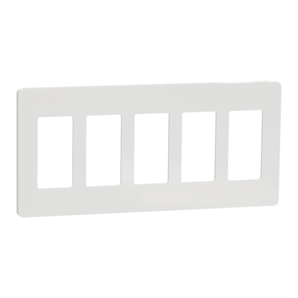 SQWP141005WH – Cover frame, X Series, 5 gangs, screwless, white, matte finish