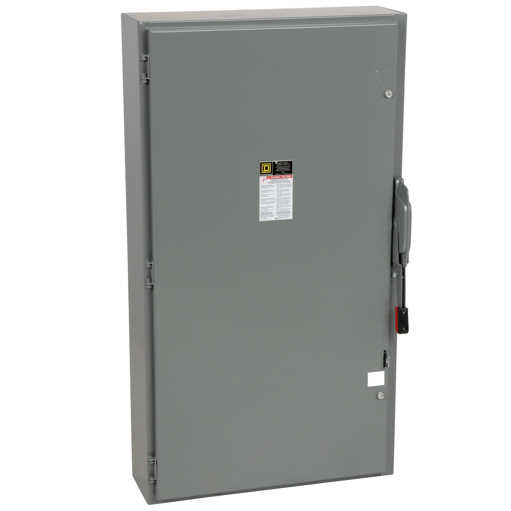 H366N – Safety switch, heavy duty, fusible, 600A, 4 wire, 3 pole, 1 neutral, 500hp, 600VAC/DC, NEMA 1