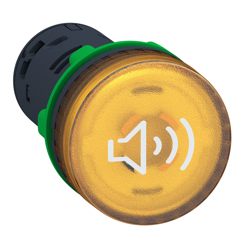 XB5KS2M8 – Annunciator, Harmony XB5, Illuminated buzzer, plastic, yellow, 22mm, continuous or intermittent tone, 230…240V AC