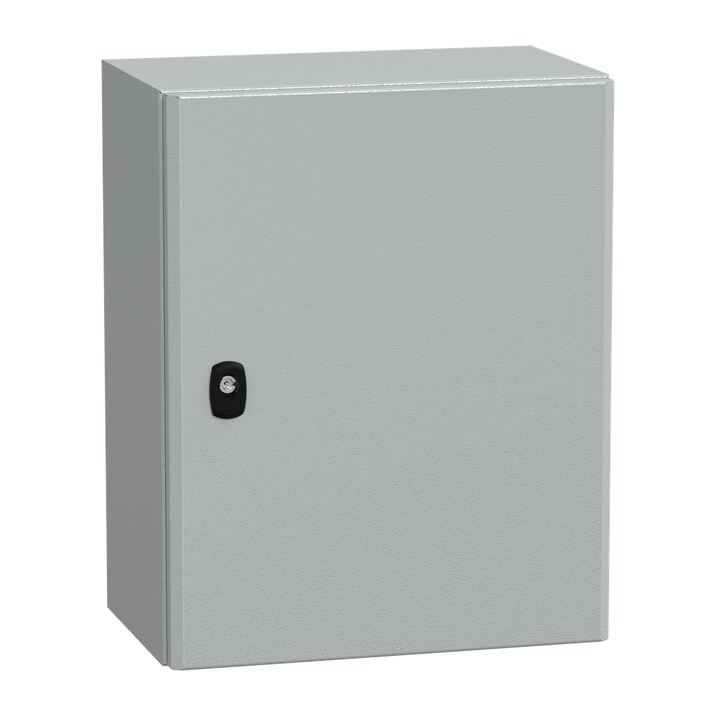 NSYS3D5425P – Wall mounted steel enclosure, PanelSeT S3D, plain door, with mounting plate, 500x400x250mm, IP66, IK10