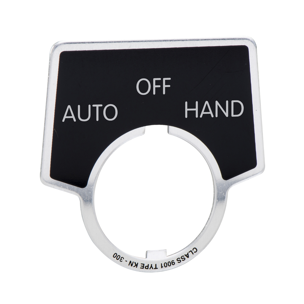 Mayer-DDS-Harmony 9001K, Harmony 9001SK, legend, 30mm, aluminium, black with silver letters, 44x50mm, marking AUTO-OFF-HAND-1