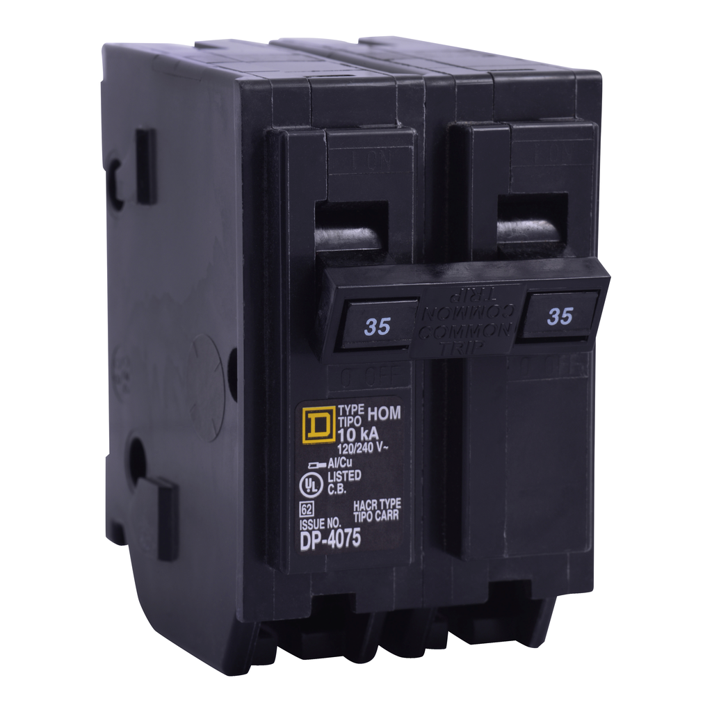 HOM235CP – Mini circuit breaker, Homeline, 35A, 2 pole, 120/240VAC, 10kA AIR, standard type, plug in, UL