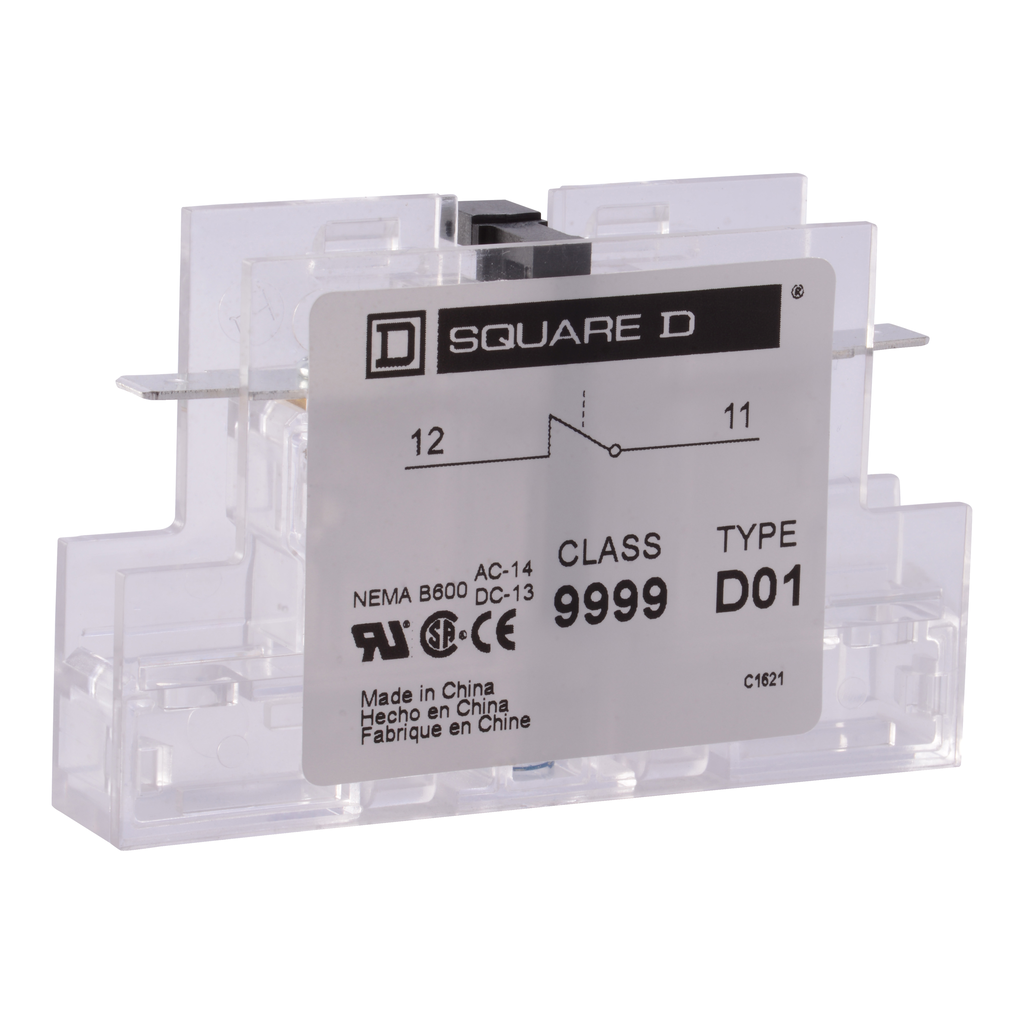 9999D20 – Contactor, Definite Purpose, auxiliary contact, 3A at 120 VAC, 2 NO contacts, for 20A to 90A DPA contactors
