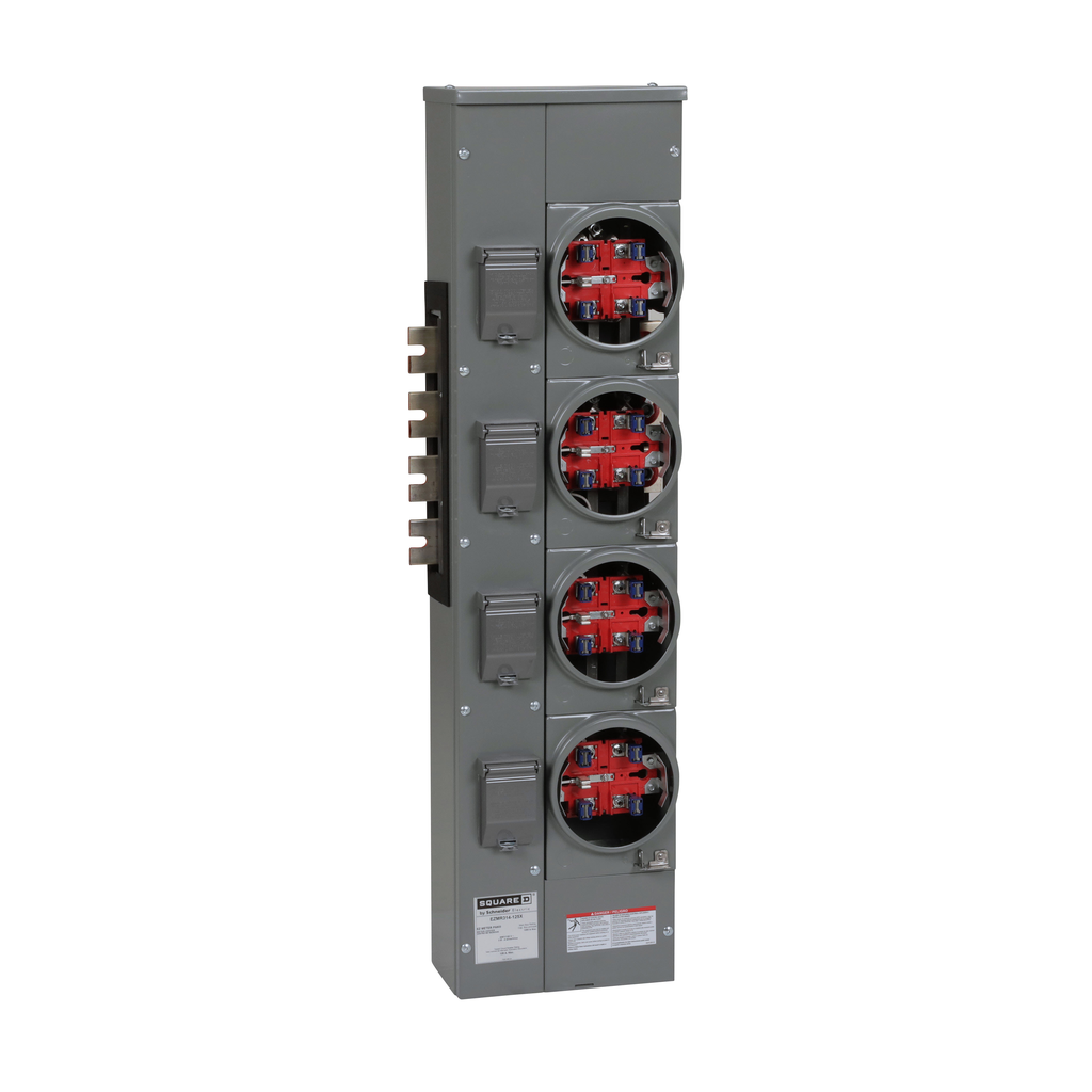 EZMR314125X – Branch unit, EZ Meter-Pak, 125A, 4 x 5 jaw sockets, 208Y/120VAC, no bypass, ringless, 1200A Al/Cu busbar