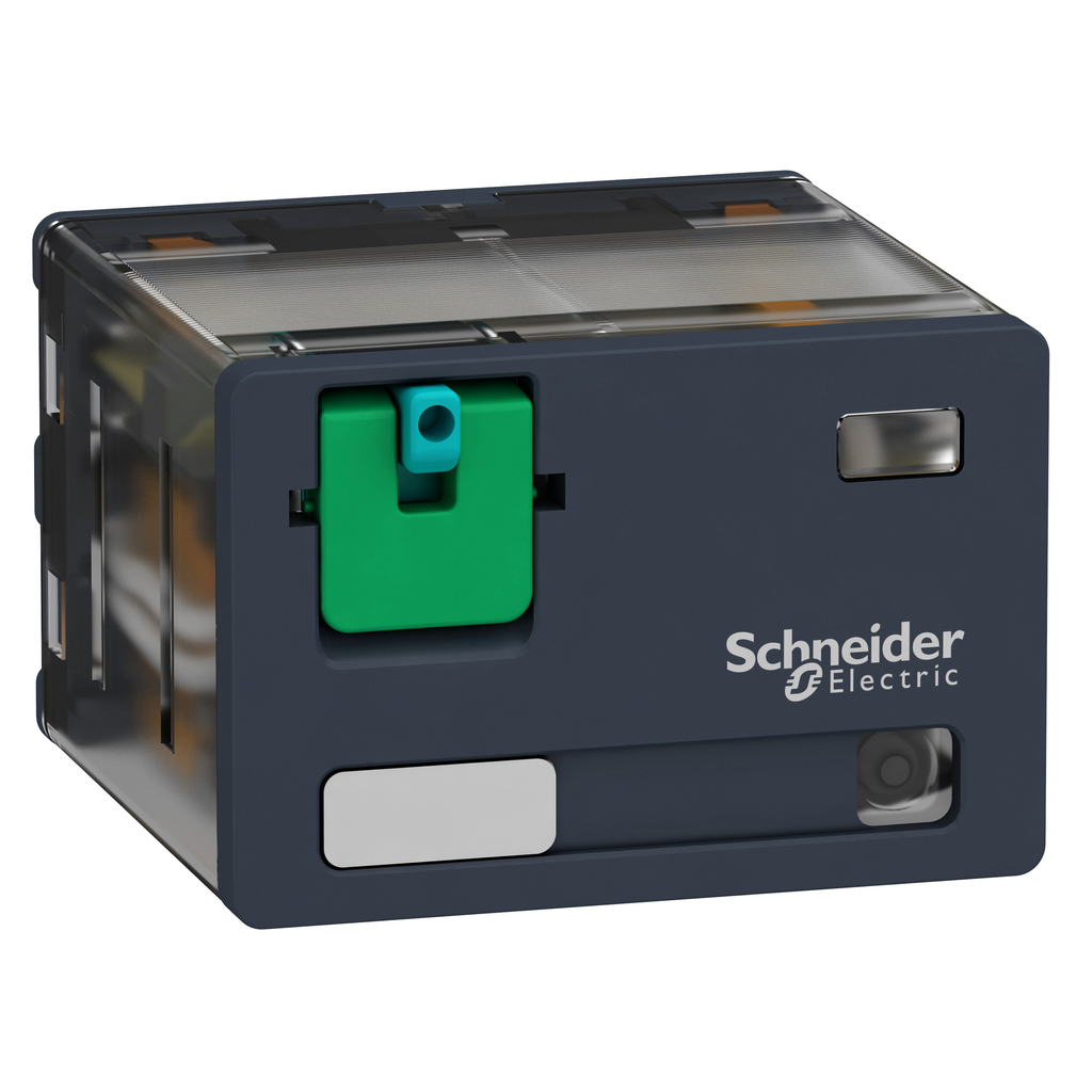 RPM42BD – plug-in relay, Harmony electromechanical relays, 15A, 4CO, with LED, lockable test button, 24V DC