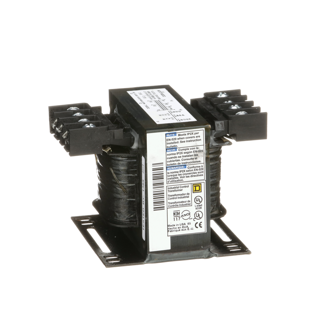 9070T150D32 – Transformer, Type T, industrial control, 150VA, 1 phase, 240/480/600V primary, 120V secondary, 55C rise