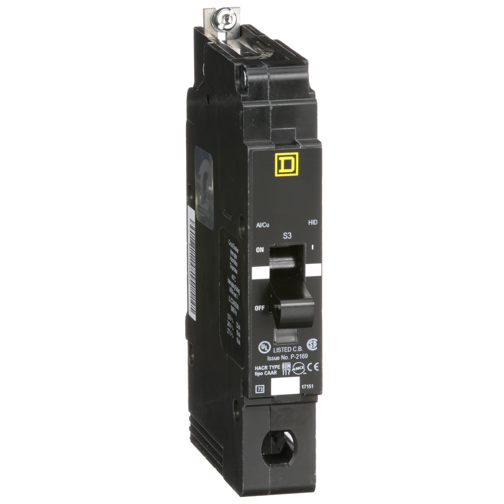 EDB14030 – Mini circuit breaker, E-Frame, 30A, 1 pole, 277VAC, 25kA max, bolt on