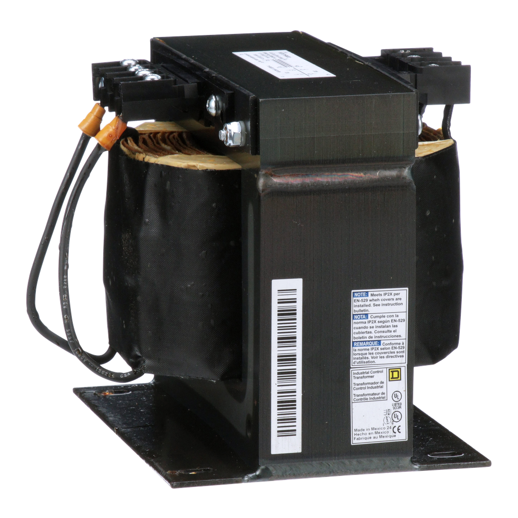 9070T1500D3 – Transformer, Type T, industrial control, 1500VA, 1 phase, 208V primary, 120V secondary, 115C rise