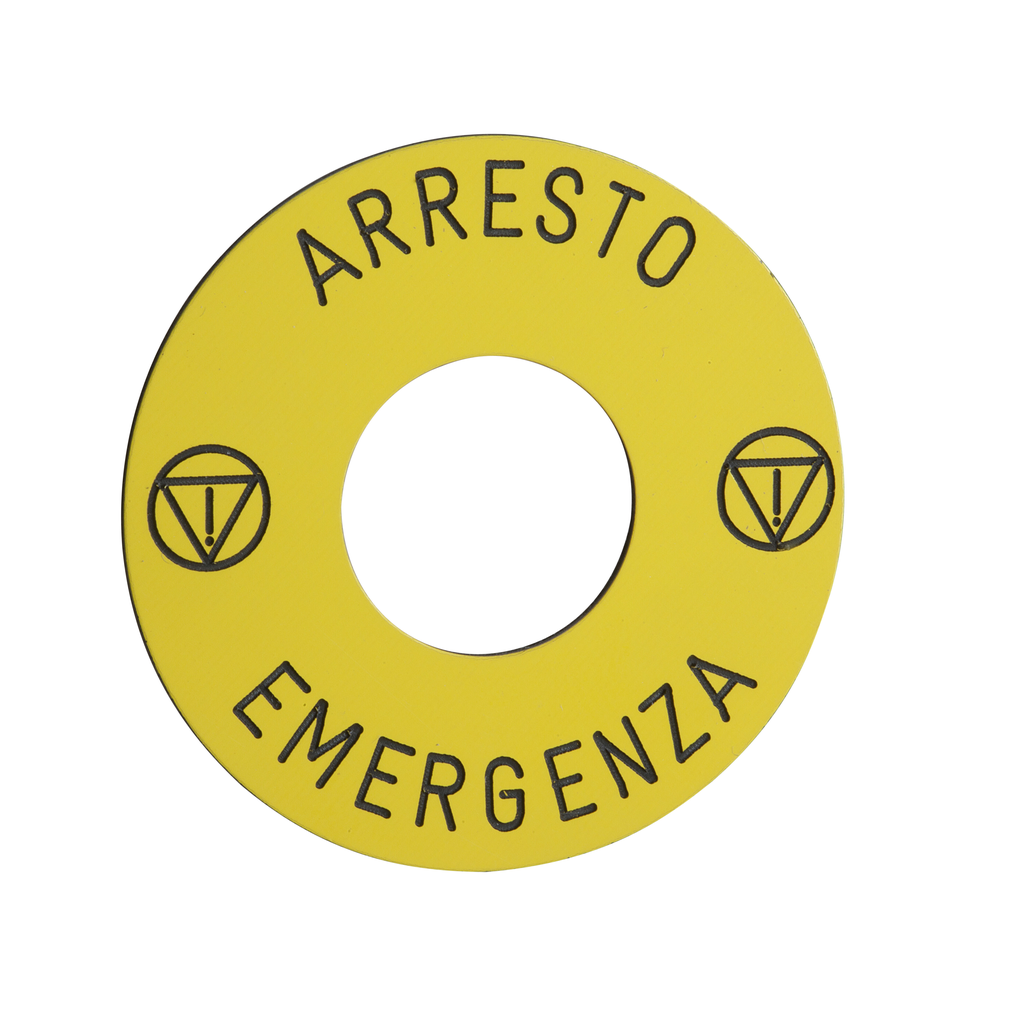 ZB6Y7630 – Harmony XB6, marked legend Ø 45 for emergency stop pushbutton, ARRESTO EMERGENZA