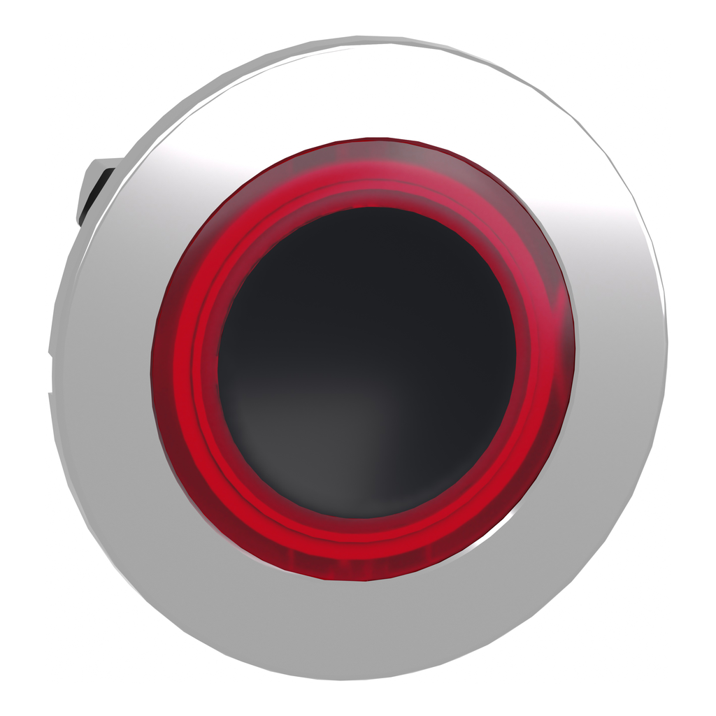 ZB4FW943 – Head for illuminated push button, Harmony XB4, plastic, red flush, 30mm, universal LED, spring return, illuminated ring