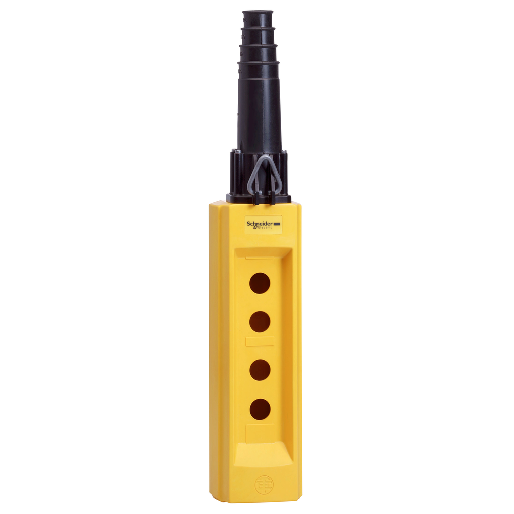 XACB04 – Empty pendant control station, Harmony XAC, plastic, yellow, 4 cut outs, for cable 10…22mm