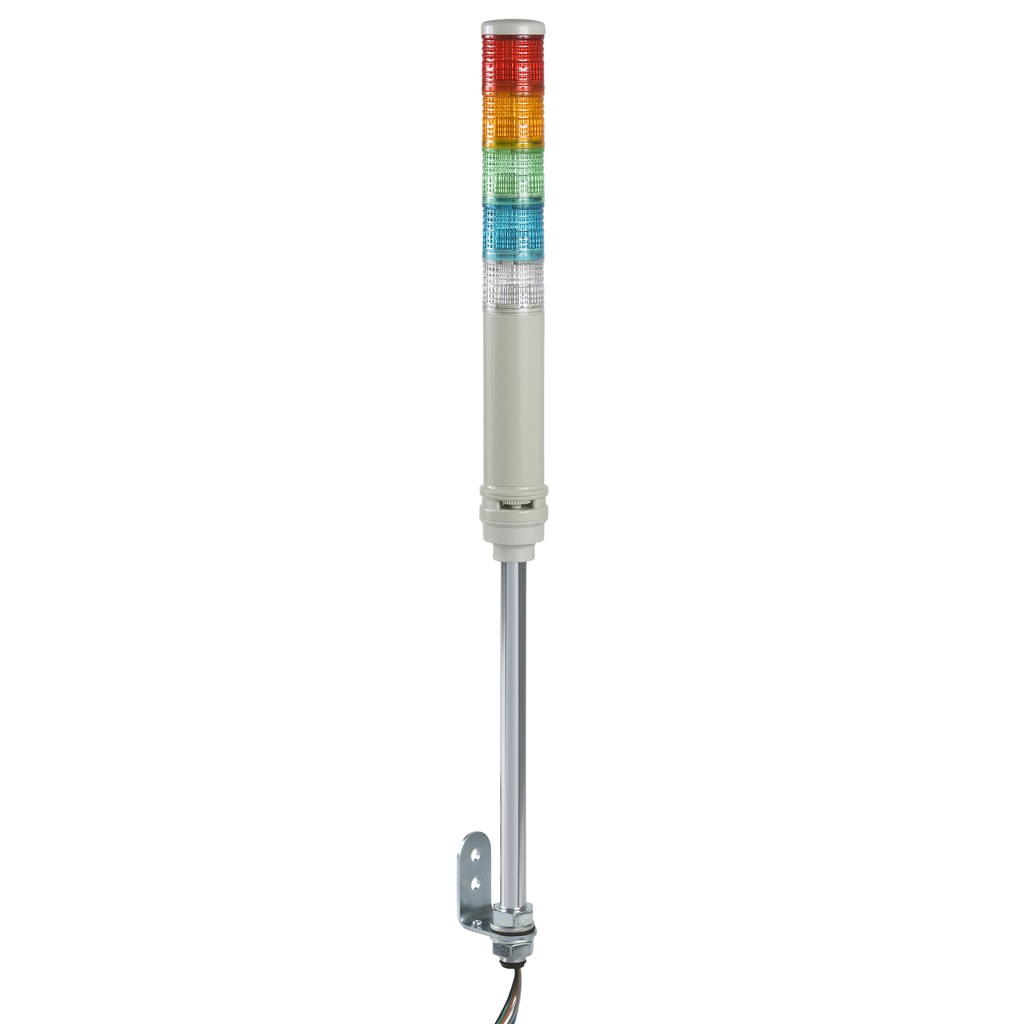 XVC4B55S – Complete pre wired monolithic tower light, Harmony XVC, plastic, red orange green blue clear,40mm, tube mounting, steady or flashing, buzzer,24V AC DC