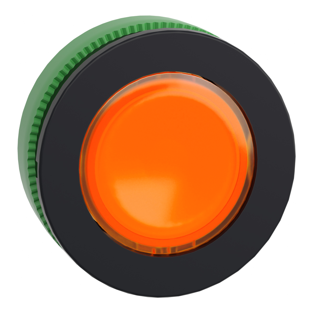 ZB5FV053 – Head for pilot light, Harmony XB5, antimicrobial, plastic, orange, 30mm, universal LED, plain lens
