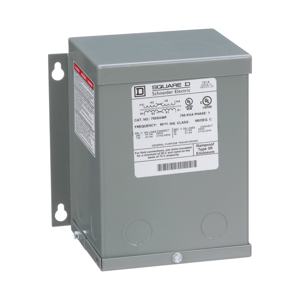 750SV46F – Transformer, buck boost, encapsulated, 0.75kVA, 1 phase, 120x240V primary, 16/32V secondary, NEMA 3R, 115C rise