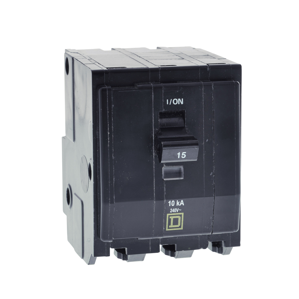 QO31535 – Mini circuit breaker, QO, 15A, 3 pole, 120/240VAC, 10kA, plug in, 50 deg C