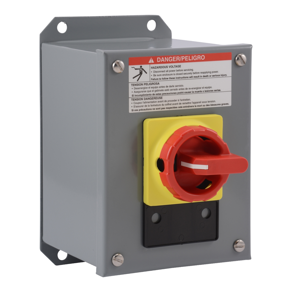 Mayer-DDS-Manual Motor Switch, TeSys Vario, rotary handle, 20A, 3 pole, 10HP at 480V, metallic enclosure, UL Type 12-1