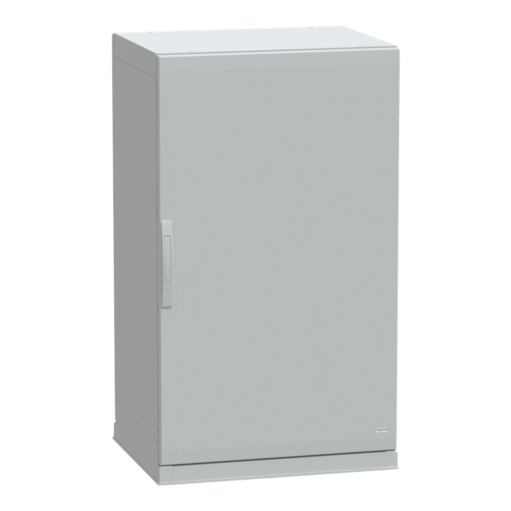 NSYPLAZ1276G – Floor standing polyester enclosure, Thalassa PLA, plain door, open bottom, 1250x750x620mm, IP54, IK10