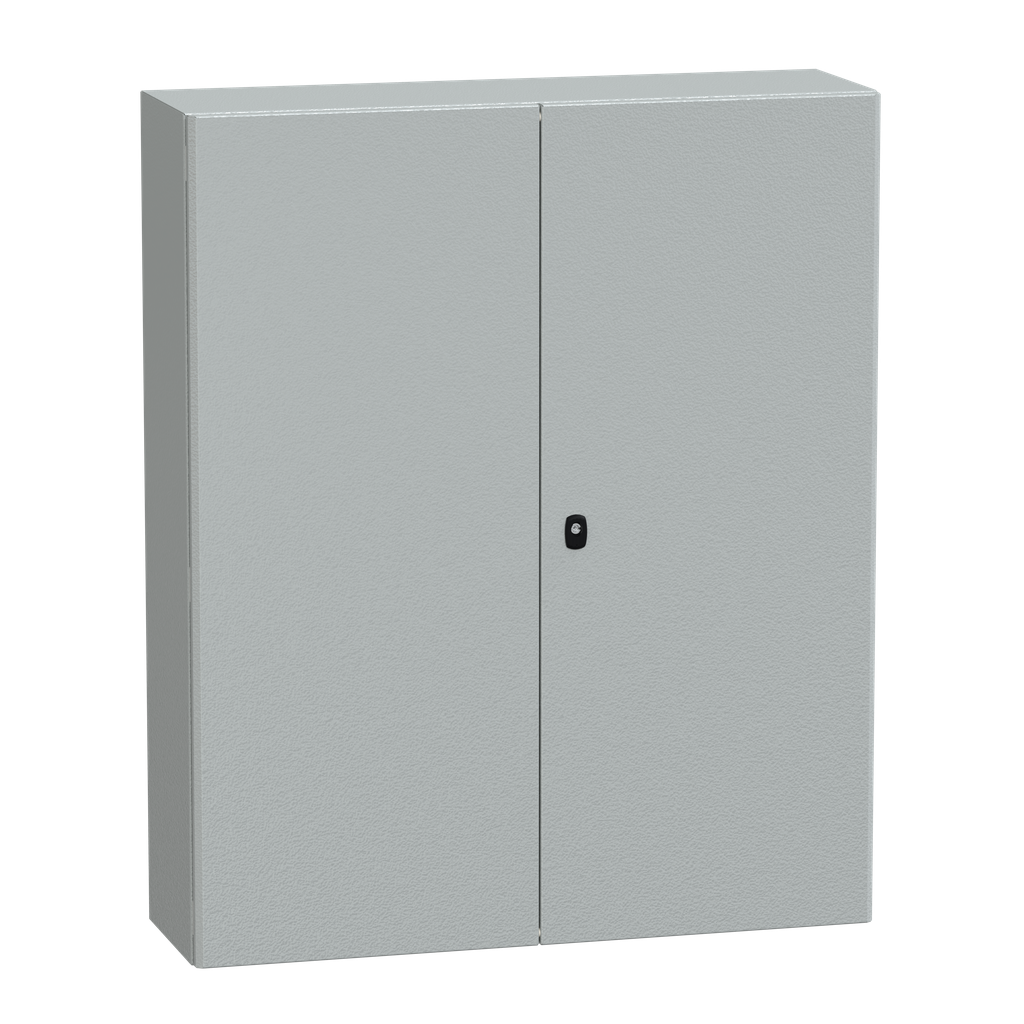 NSYS3D121030DP – Wall mounted steel enclosure, PanelSeT S3D, double plain door, with mounting plate, 1200x1000x300mm, IP55, IK10
