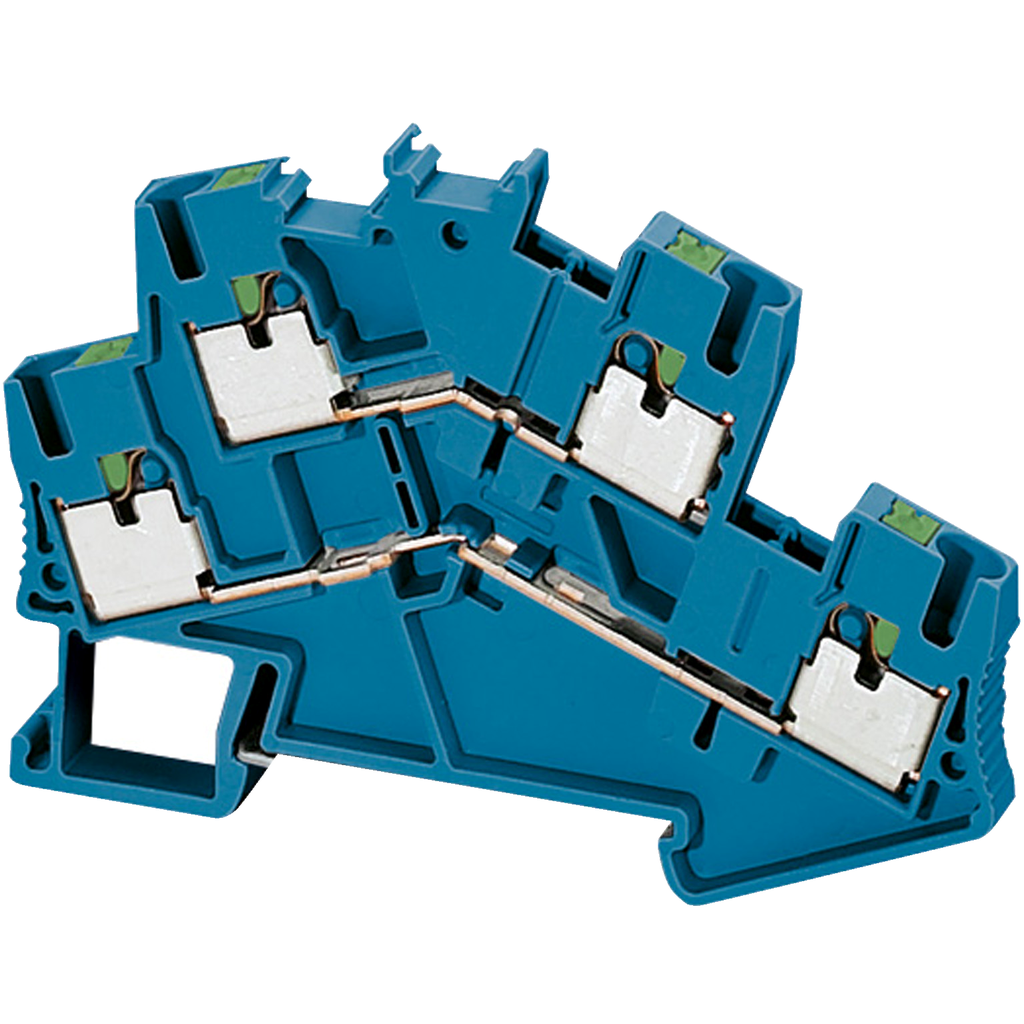 NSYTRP24DBL – Terminal block, Linergy TR, push-in type, feed through, 2 level, 4 points, 2.5mm², blue, set of 50