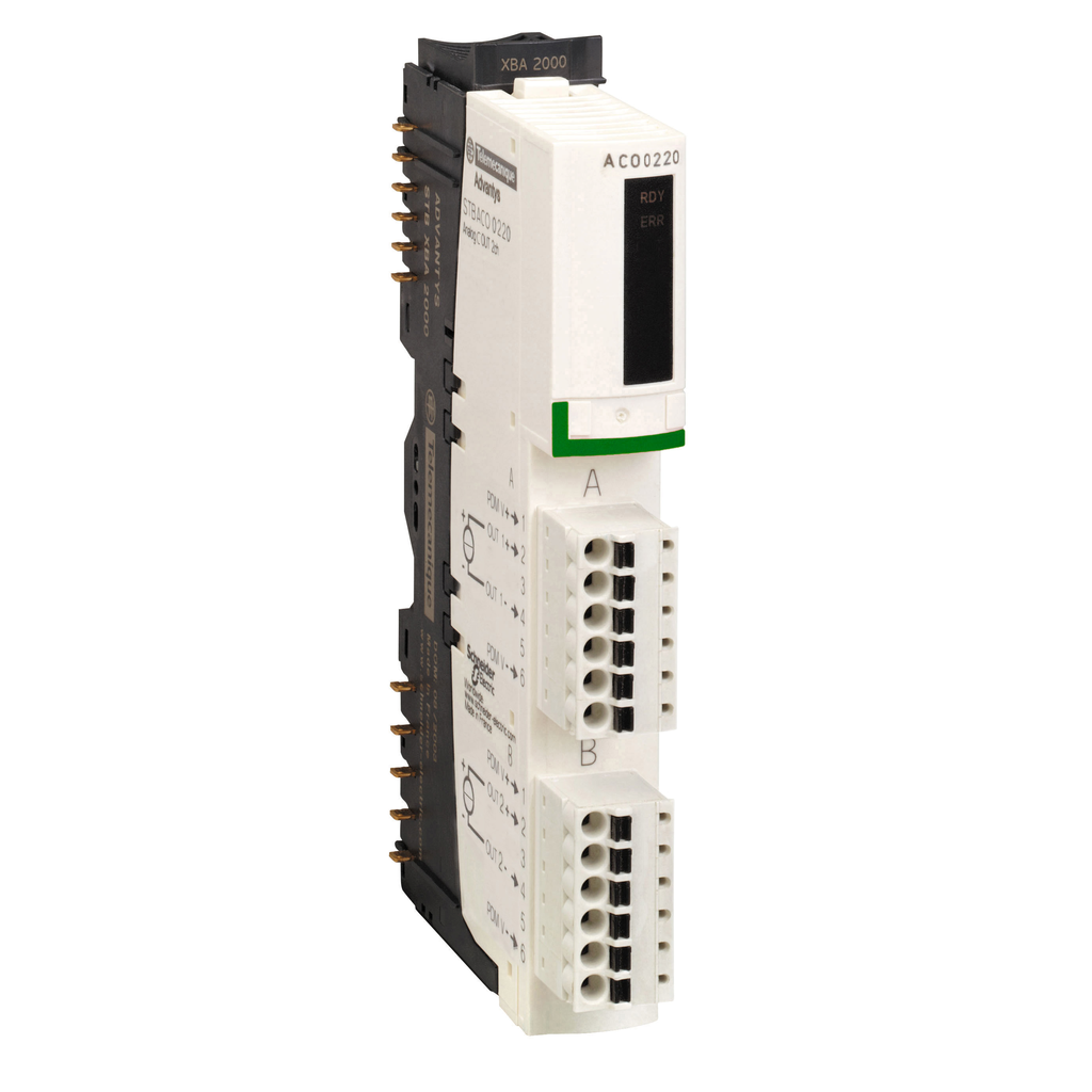 STBACO0220K – standard analog output kit, Modicon STB, 4 to 20mA, 2O, 15 bits with sign