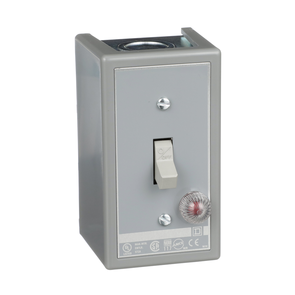 2510KG2C – Switch, manual, 30A, 3 pole, 10 HP at 575 VAC, three phase, toggle operated, red 440/600 VAC indicator, NEMA 1 enclosure