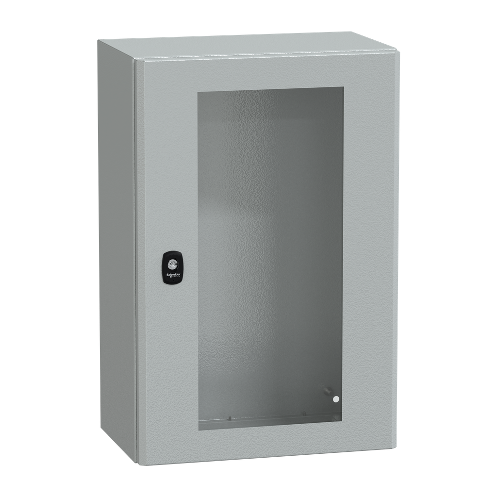 NSYS3D6425T – Wall mounted steel enclosure, PanelSeT S3D, transparent door, without mounting plate, 600x400x250mm, IP66, IK08